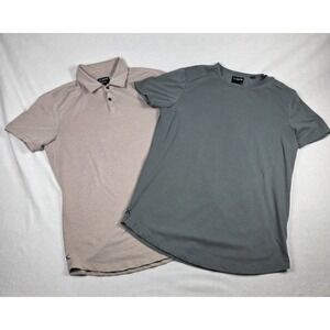 Cuts Clothing Mens Shirt‎ Lot (2) Sz M Curve Hem Polo / T Shirt Pink Gray